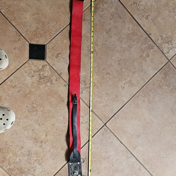 WE Red and Black Scott Leather Kilt Belt with chrome finish Buckle - Picture 10 of 11